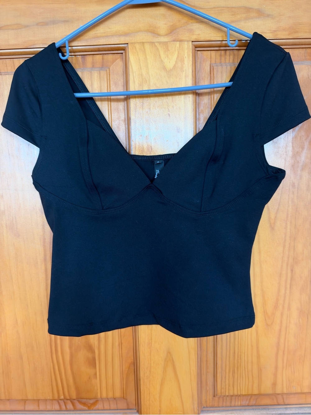 Amazon Black V-Neck Fitted Crop Top